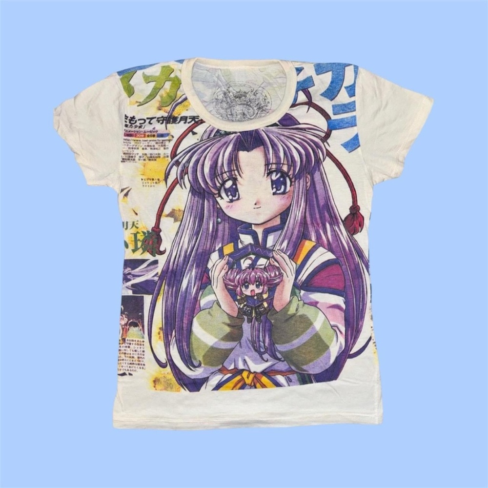 Work Anime Allover Print y2k Manga Top